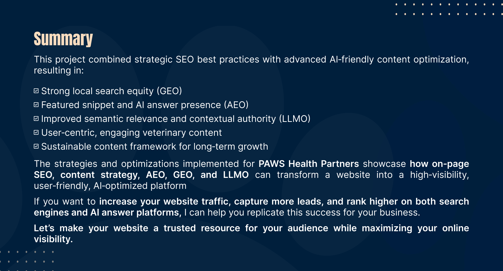 Veterinary SEO & AI Search Case Study | Page 9